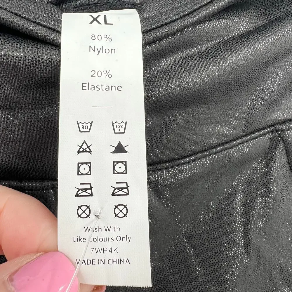 NEW HALARA XL SoftlyZero Faux Leather High Waisted Pocket Work Leggings shimmer - Picture 8 of 8